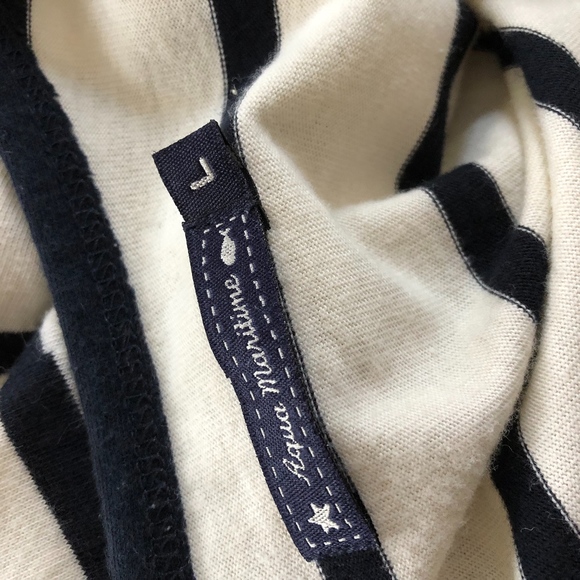 AQUA MARITIME 100% cotton striped wrap 3/4sl dress - Picture 2 of 8